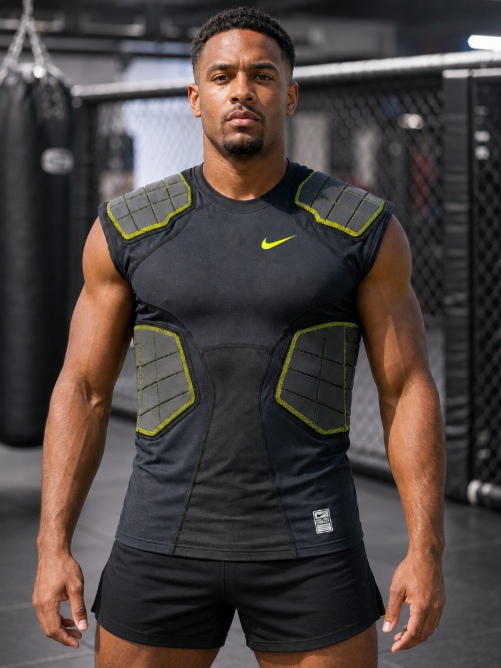 Nike Pro Combat Padded Compression Shirt Black Volt Men's L